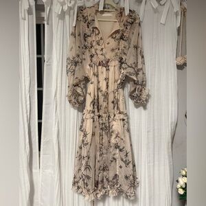 Floral Print Cream Dress